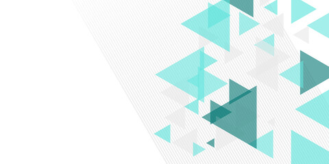 Blue and grey technology web banner design with glossy triangles. Futuristic shiny low poly background. Vector illustration