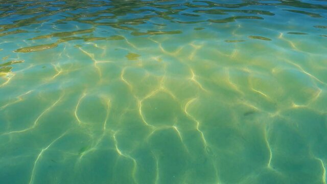 Water surface ripple in the sunlight, golden reflections