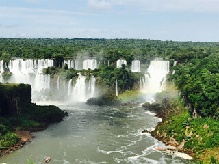 Fototapeta na wymiar Brazil, Falls. Cloudy day, torrential water and nature
