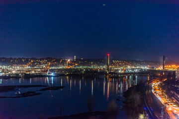 Cityscape Night. Evening illumination in Vancouver, Canada.