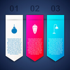 Set Lamp hanging, Garden light lamp and Floor. Business infographic template. Vector