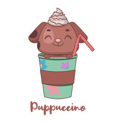 Puppuccino funny pun illustration