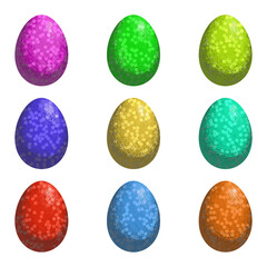 Set of colourful vector Easter eggs with stipple effect