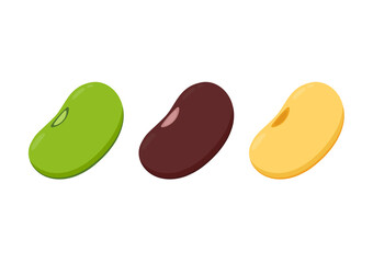 Mung bean, Kidney bean and Soy bean on white background.