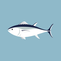 Salmon fish cartoon vector. Salmon fish on blue background.