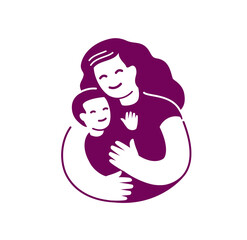 Mom and baby symbol. Motherhood logo vector illustration