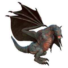 3D Rendering Fairy Tale Dragon on White