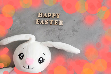 Happy easter lettering from wooden letters