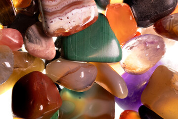 Gemstones minerals multiple colors topdown macro