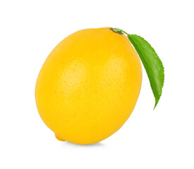 Lemon with leaf isolated on white background