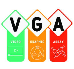 VGA - Video Graphic Array acronym. business concept background.  vector illustration concept with keywords and icons. lettering illustration with icons for web banner, flyer, landing page