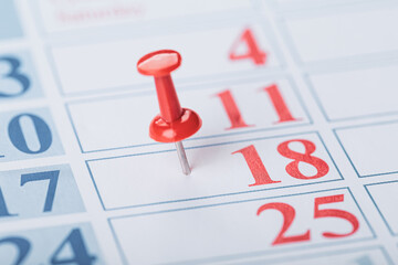 calendar and marked the date the red pushpin