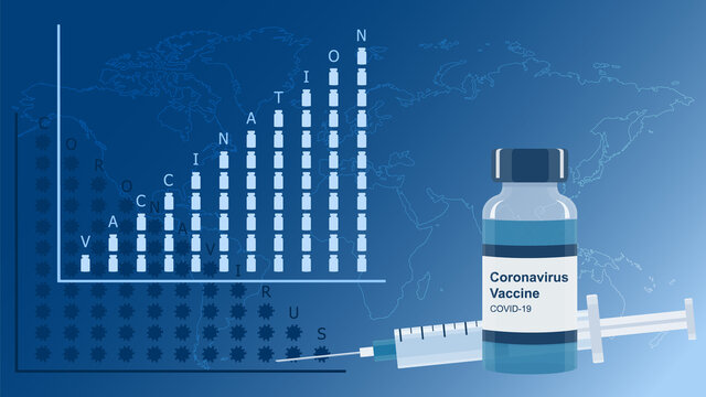 Covid-19 Vaccination Vector Blue Background