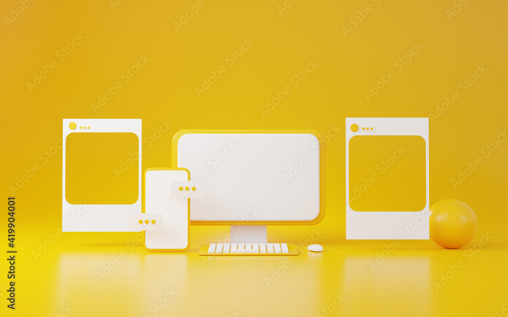 Poster communication platform social media application concept, online in the world of internet, chatting a