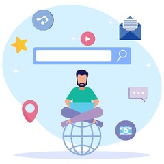 Illustration vector graphic cartoon character of communication over the Internet