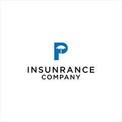 Insurance Company Logo,with Creative P logo and Umbrella Concept Icon Vector Design