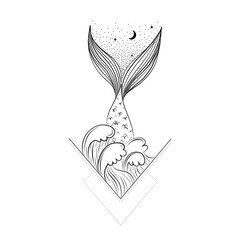 Vector illustration set of moon phases. Different stages of moonlight activity in vintage engraving style. branches of plants and flowers. sacred isoteric geometry