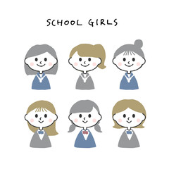 いろいろな髪型の女子学生たち