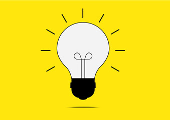 Flat bulb Icon idea vector hand draw yellow mustard 