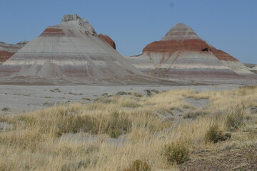 Southwest United States Arizona Landscape with Twin Hills in the Background Showing Erosion and...