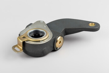 Slack adjuster.Brake slack adjuster on the gray background. Truck parts. Car parts. Parts on the...