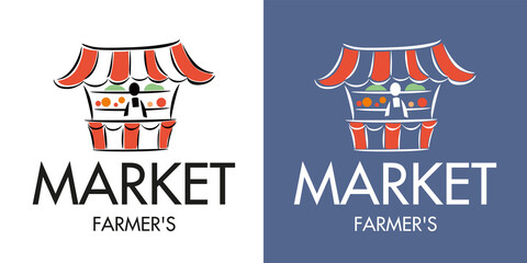 Farm market logo. Stylish graphics. Trade tent icon. Vector drawing