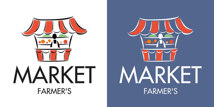 Farm Market Logo. Stylish Graphics. Trade Tent Icon. Vector Drawing