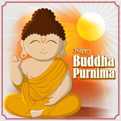 vector illustration for Indian festival with text Buddha Purnima means  Buddha Purnima