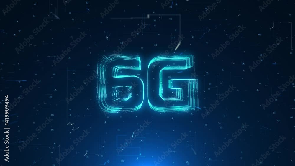 Poster 6g smart city mobile communications high-speed wireless cellular network loop animation. for phones 