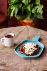 Traditional Mexican Enchinaladas with mole sauce