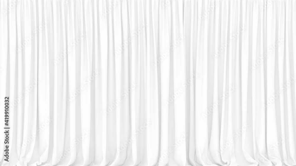 Poster realistic 3d animation of the matte white stage or window curtain rendered in uhd with alpha matte