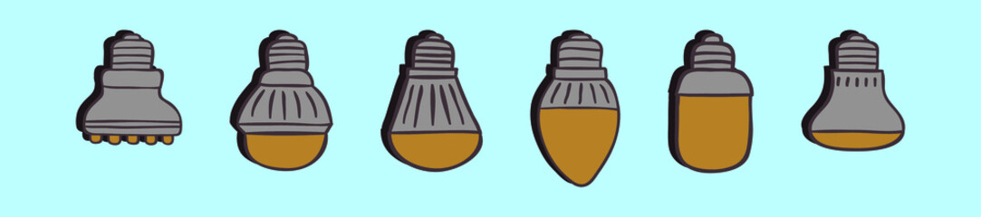 set of light bulb cartoon icon design template with various models. vector illustration isolated on blue background