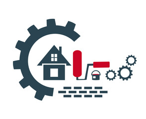 Vector illustration of a logo, a tool icon for construction work . 