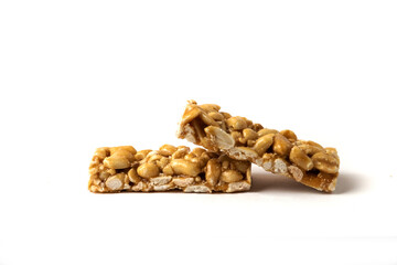 Nuga waffles isolated on white background macro view