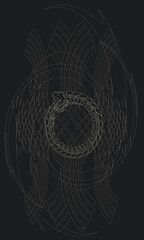Tarot cards - back design. Ouroboros, serpent eating his tail
