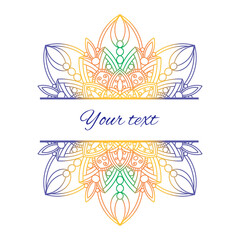 Beautiful half mandala, isolated on white background. Vintage decorative element. Ethnic round ornament. Vector illustration.