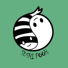 Custom designed sushi logo name sushi pooh