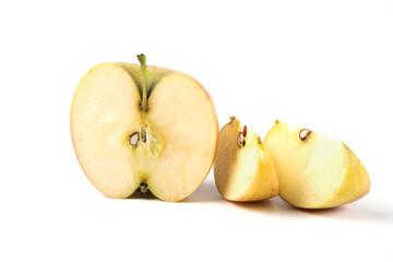Apple slices isolated on white background micro view