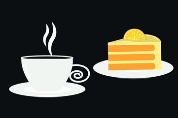 dessert coffee with lemon pie delicacy