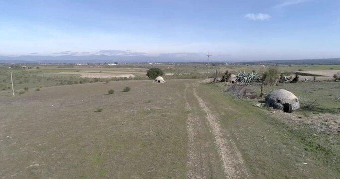Aerial view with drone Bunker in Brunete from the Spanish Civil War.