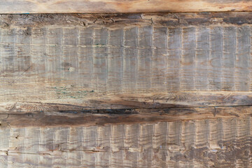 Old wood background. Planks deteriorated in the rain and dried in the sun. Retro wood planks. Top view. Copy space.