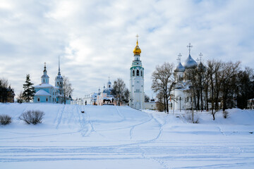 View of the Vologda Kremlin, 
St. Sophia Orthodox Cathedral, Alexander Nevsky Church and the Church...