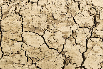 Background suitable for drought images of clods of earth and dry earth with cracks, macro photography of detail of cracks on the earth formed by the sun drying the earth, no water.