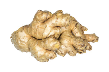 Fresh ginger root isolated on white background, top view
