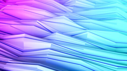 abstract three-dimensional background. deformed violet-turquoise surface. 3d render illustration