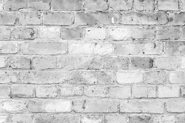 Grungy old white brick wall, background texture