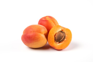 Organic apricots fruit isolated on white background