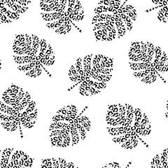 Tropical leaves pattern with leopard texture