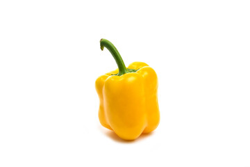 Yellow ripe bell pepper isolated on white background