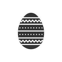 Easter egg icon. Black painted silhouette with a pattern. Vector simple flat graphic illustration. The isolated object on a white background. Isolate.